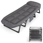 Single Folding Bed Camping Travel Heavy Duty Adult Lightweight With Mattress UK