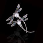 Art Deco Style Vintage Enamel Crystal Silver Dragonfly Brooch Badge Pin Gift