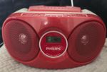 Philips AZ215R/05 Portable CD Player Boombox FM Radio AUX Red Tested & Working