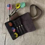 Leather Darts Case Roll Up Dart Holder Handstitched
