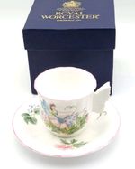 Royal Worcester Miniature Tea Cup & Saucer With Butterfly Handle Enchantment