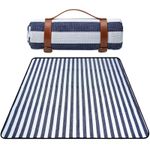 TRIXES XL Striped Picnic Blanket with Carrying Handle - Waterproof Backing
