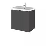 Alrewas Contemporary 2 Door Wall Hung Vanity Unit with Basin, Gloss Grey, 500mm