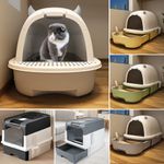 Extra Large Hooded Cat Litter Trays Fully Enclosed Anti-Splashing Cat Litter Box