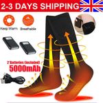 2X 5000mAh Electric Heated Socks Rechargeable Battery Unisex Winter Foot Warmer