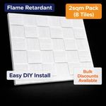 Polystyrene Ceiling Tiles 50cm x 50cm Easy Install DIY Ceiling Panels Fire Safe