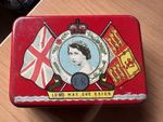 Queen Elizabeth II Coronation 1953 Souvenir Vintage Red Oxo Tin