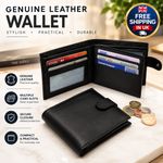 Mens Leather Wallet RFID Blocking Soft Genuine  Card Slots Id Window Coin Pocket