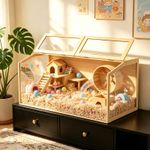 Large Wooden Hamster Cage Openable Top for Dwarf Hamster Glass Hamster Enclosure