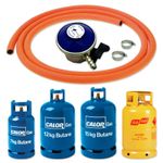 BUTANE GAS REGULATOR KIT HOSE CLIPS 30mbar BBQ COOKER STOVE CAMPING CARAVAN