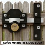 50/70mm Both-sided Long Throw Gate Lock with 5 Keys for Garden Garage Locking