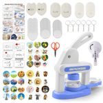 3-in-1 Button Maker Machine Badge Press Kit Heart & Round 35/55mm DIY Kids Craft