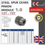 MODULE 1 15mm TOOTH FACE WIDTH EN8 STEEL SPUR GEAR PINION CNC PLASMA ROUTER UK