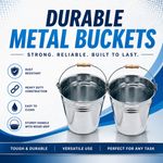BH  | 2 Pcs Galvanised Metal Bucket Multipurpose Strong Steel Wooden Handle