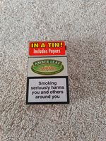 Amber Leaf Metal Cigarette Packet Design Empty Tobacco Tin With Sticker VGC
