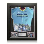 Mark Cavendish Signed 2024 Astana World Champion Edition Jersey. Standard Frame