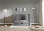 New GILBERT Grey Sleigh Cot Bed Drawer – optional Fibre Mattress 140x70x10cm
