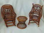 3-piece set Antique 19th C Bentwood Rattan Apprentice Piece / Dolls Furniture  ?