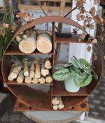 Round Log Store Handmade in Steel - Black or Rust colour. 2 sizes fire wood