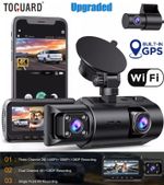TOGUARD 3CH 4K Dual Dash Camera WiFi GPS Front Rear Inside Cabin Cam NightVision