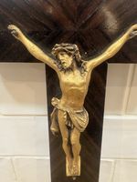 Vintage Cast Metal Jesus Christ Statue Figurine Cross Christian Religious Icon