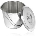 12L Metal Bucket + Lid Stainless Steel Fire Sand Garage Spill Pail Handle x 2