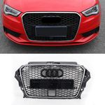 RS Style Honeycomb Front Grille For Audi A3 S3 8V 13-16 Chrome Frame Mesh ACC