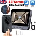 NO Need Wifi Smart Video Doorbell 4.3" 1080P Monitor Home Surveillance for Elder