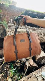 Firewood Carrier, Personalized Log Carrier,  Leather Outdoor Wood Carrier
