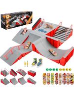 Dombful Skatepark Fingerboard Ramp Set Ramps & Rails Red & Grey
