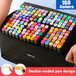 168 Colours Professional Art Coloured Markers Pens Brush Dual Tip for Drawing
