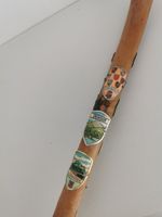Vintage Wooden Hiking Walking Stick with Badge Shields