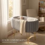 Beautiful Bassinet Panel Lined Plush Velvet Upholstered Baby Crib Golden Leg UK