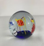 Globe Glass Paper Weight with Fish Excellent Condition