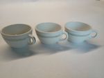 Set of 3 Vintage Syracuse China Coffee Cups O.P. Co Green Pinstripe 1936