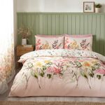 Catherine Lansfield Countryside Floral Duvet Cover Double Quilt Bedding Set Pink