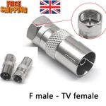 2X FEMALE COAX SOCKET TO F TYPE MALE TV AERIAL COAXIAL CABLE CONNECTOR ADAPTER