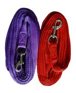 PAIR SOFT PADDED LONG REINS, MINI SHETLAND/SHETLAND PURPLE OR RED 10' EACH REIN