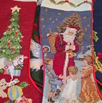 Set of 4 Handmade Vintage Crosssstitch Needlepoint Christmas Stockings