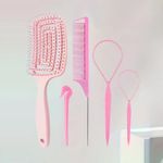 5pcs Topsy Tail Hair Loop Braid Tool Set with Rat Tail Comb & Band Remover UK