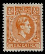 JAMAICA 1951 SG121b. KGVI ½d. ORANGE DEFINITIVE  -  MNH