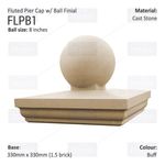 Fluted Pier Cap Cast Stones With Ball Finial, Portland/Buff/Charcoal, 4 Sizes