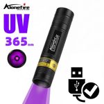 365nm Mini UV Led Blacklight Flashlight Usb Rechargeable Nail lamp Pet Stain Lea