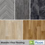 Plank & Tile Effect Vinyl Flooring Budget 2mm Lino Kitchen Bathroom