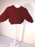 Babies handknitted jumper in brick brown double knit in fisherman's rib 0-3 mths