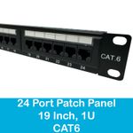 24 Port 1U CAT6 Krone 110 Dual IDC UTP Patch Panel for 19" Network Data Cabinet