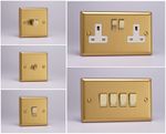 Varilight Classic Brushed Brass Range - White Plastic Inserts & Brass Switches