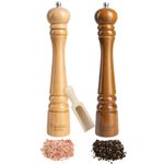 Large Wooden Salt & Pepper Grinder Mill Set | 31.5 cm Height | Wooden Scoop