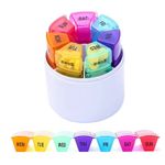 Pill Box One Week Pill Case Round Portable 28 Lattice Pill Organizer Splitter