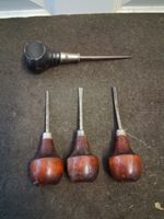 4x Leatherworking Tools, 3x Stamped General On The Handles